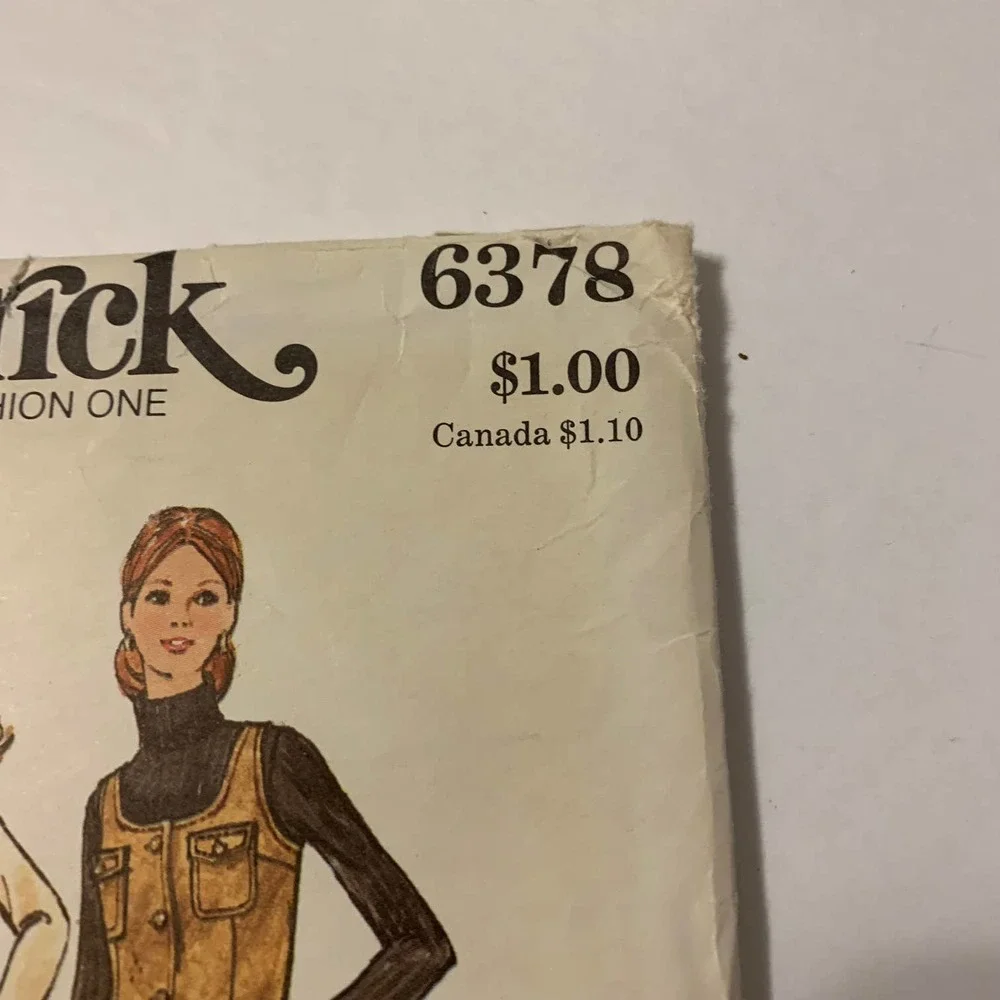 Butterick Vintage 1970's Pattern‎ #6378 Jumper/Tunic/Pants/Shorts Size 12